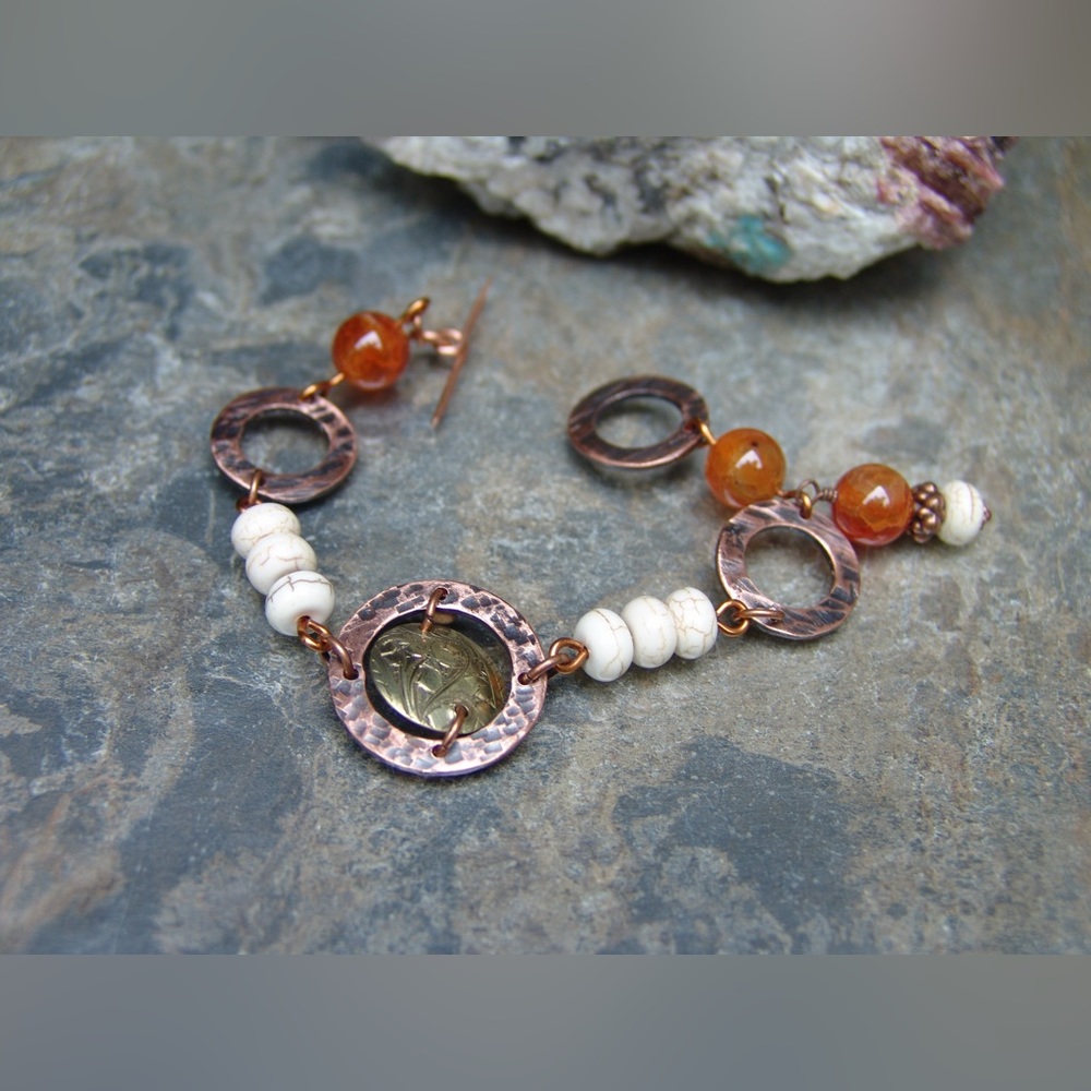 Mixed Metal Agate Howlite Bracelet by Sandy Robinson Jewelry.